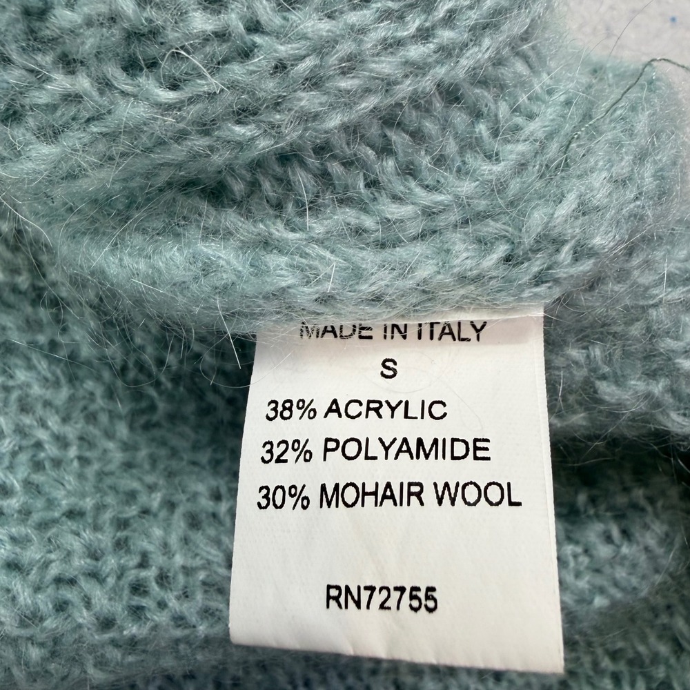 Maison Pholya Womens S Light Blue Mohair Turtleneck Sweater Fringe Quiet Luxury - Picture 6 of 10